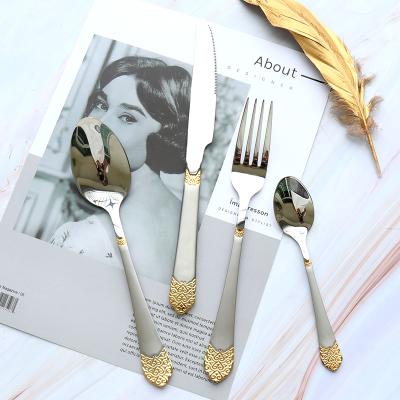 China Sustainable Western Style Luxury Cutlery Set Bright Fork Knife Sets Hotel Flatware Cutlery Set for sale