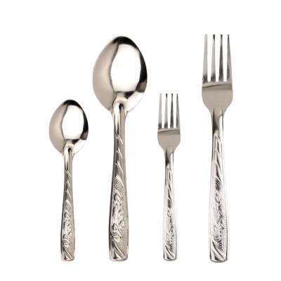 China Sustainable Aviation Metal Silverware Flatware Set Stainless Steel Cutlery Spoon and Fork Set for sale