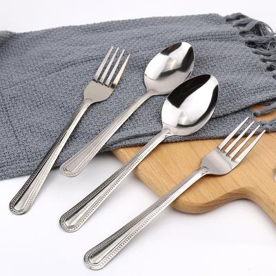 China Sustainable Popular Reusable Restaurant Stainless Steel Cutlery With Fork And Spoon for sale