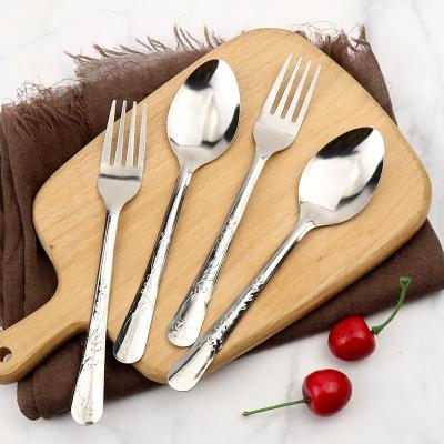 China Sustainable Hot Selling Flatware Camping Flatware Stainless Steel Fork And Spoon And Fork Set for sale