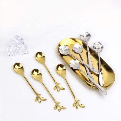 China Mini Viable Kids Metal Gold Tea Coffee Ice Cream Stainless Steel Spoon Set for sale