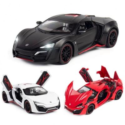 China Diecast Toy 1:24 Lykan Hypersport Die Cast Car Model Toy For Kids 20.5cm Pull Back Alloy Simulator Car With Sound/Light for sale