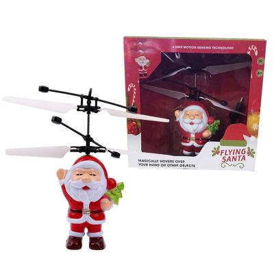 China RC Helicopter Aircraft Hand Control Hobby XY-605 LED Lights Mini RC Inductive Flying Toy Helicopter Flying Santa Claus For Christmas Gift for sale