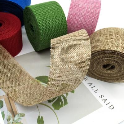 China 5 Meters *10 Cm *10 Meters Jute Ribbon Viable Wholesale Burlap Roll Cut Edge For Bridal Bouquet Wedding Decoration Christmas Home Decor for sale