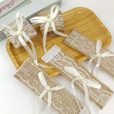 China Europe factory direct wedding banquet dining table decoration lace linen napkin ring viable pearl buckle for sale