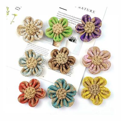 China Beautiful Colorful 24Pcs in 1 Set Vintage Burlap Materials Handmade Burlap Flower Decoration for Wedding Christmas DIY for sale