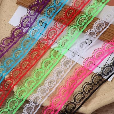 China Viable in 300Yards 2.5CM running non-elastic lace underwear semicircle lace up handmade colorful guipure guipir lace trim for sale