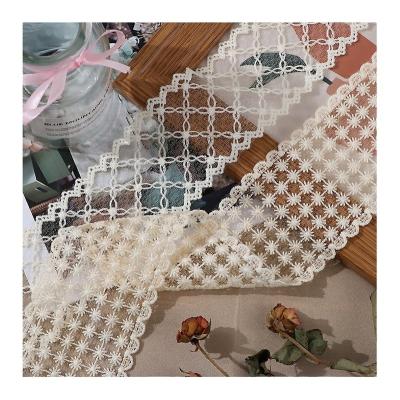 China Workable Beige Lace For Sewing DIY Lace Embroidered Trims Sewing Material Homemade Bow Hair Accessories for sale