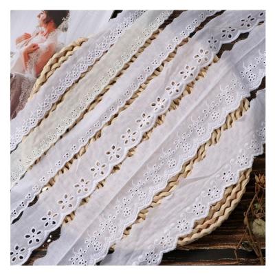 China Wholesale high quality cheap viable 6CM cotton eyelet lace trim cotton stock border lace fabrics for women dress for sale