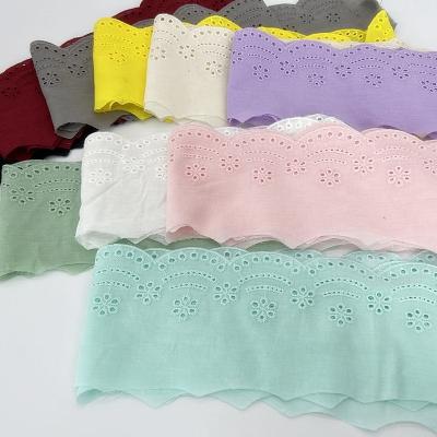 China 2022 New Arrival 10cm 100% Viable Width Embroidery Eyelet Cotton Lace Trim White for sale