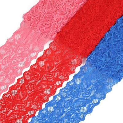 China 8cm Width Eyelash Elastic Zig Zag Lace In Elastic High Quality Nylon Spandex for sale