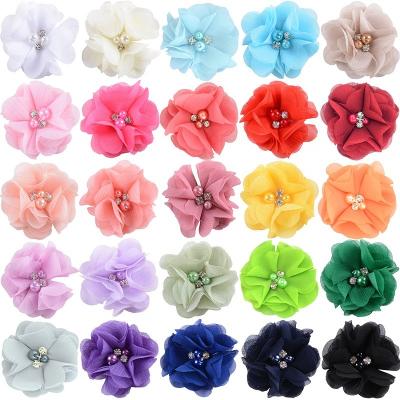 China Eco-friendly Chiffon 50pcs/lot Pear Flower Lace Centerpiece Hair Accessory Decorative Headbands Craft Flowers Lace Flower for sale