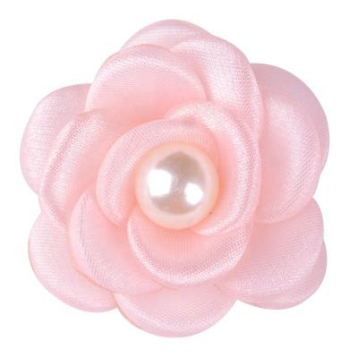 China Eco-friendly shoes diy manual bodice, organza and bead burn edge camellia flower 5 cm garment accessories for sale