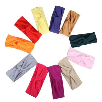 China Sporty Fashion Wide Turban Headbands For Boho Headwrap Yoga Workout Sports Women Thick Twisted Head Bands for sale