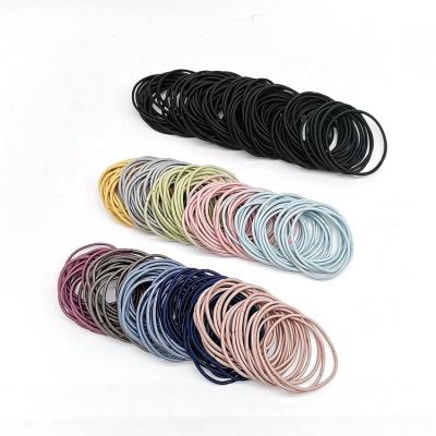 China Hot Selling 100pcs Hair Decoration Circle Rope Hair Ties Elastic Rubber Accessories Rings Elastic Hair Bands For Girls Kids for sale