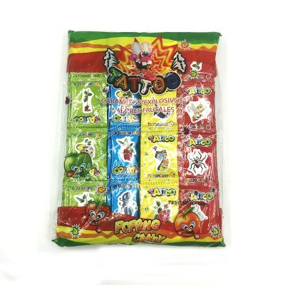 China Normal Pop Rocks Packing Mixed Fruit Flavor Sweet Popping Candy with Tattoo Paper in Bag for sale