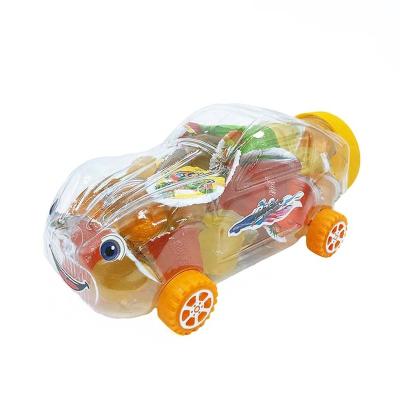 China Normal Cartoon Car Shape Fruit Flavor Assorted Jelly Pudding Candy In Car Jar for sale