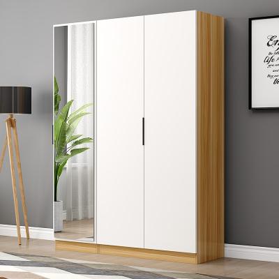 China (Others) 2021 Hot Selling Adjustable Flat Pack Wardrobe With Mirror Door Wardrobe Cabinet For Clothes Bedroom Furniture for sale