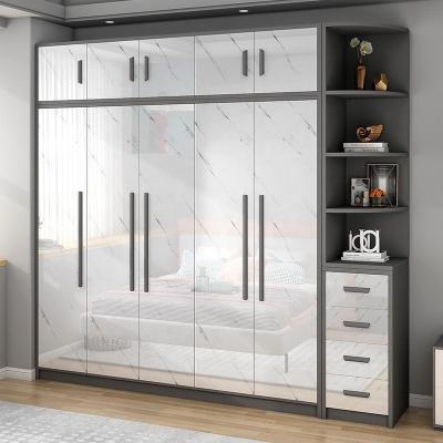 China (Other)Adjustable Wardrobe Factory Price High-gloss Bedroom Wardrobe Designs High Quality Wooden INS Cabinet Amazon for sale