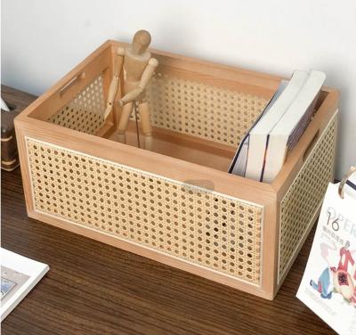 China Europe Retro style Chinese style rattan woven solid wood storage box for sale