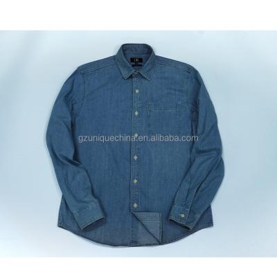 China Other OEM Custom Logo Fashion Casual Summer 100% Cotton Long Sleeve Button Up Denim Shirt For Men for sale