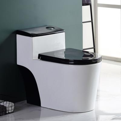 China Wholesale Double-Flow Flush Double Glazed White And Black Color Ceramic WC One Piece Toilet for sale