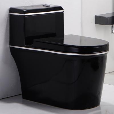 China Western Modern Ceramic Bathroom Toilettes Inodoro Matte Black Double-Flow Trap Toilets With White Line for sale