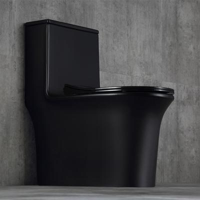 China Double-Flow Bathroom Modern Matte Ceramic Black WC Factory Price One-Piece Color Toilet For Sale for sale