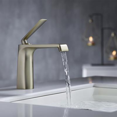 China Modern Good Quality Unique Style Brushed Gold Basin Faucet Bathroom Kitchen Water Faucet for sale