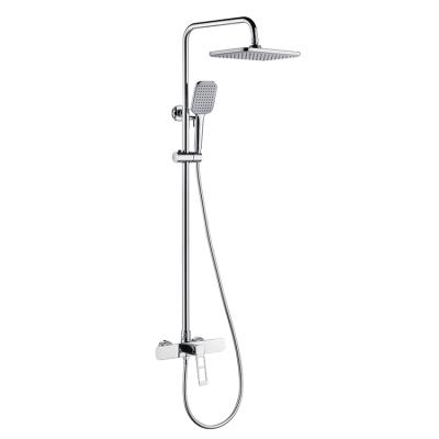 China With Main Body Single Brass Hand Handle Slide Bar Premium Shower Set Silver Square Rain Shower Faucet for sale