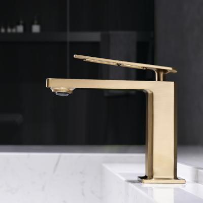 China Modern Luxury Classic Bathroom Mixer Basin Faucet Deck Mount Shape Hot Cold Water Kitchen Faucet Gold for sale