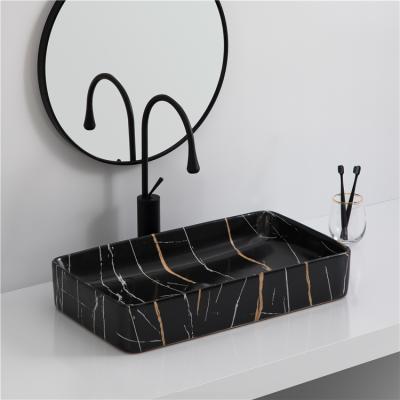 China Modern Good Quality Bathroom Table Top Wash Basin Black Art Ceramic Marble Basin Basin for sale