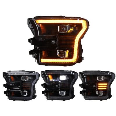 China PP+PC YH Turn On Full LED Animation Amber Raptor Front Lamp Turn Signal Lights For Ford F150 Headlights for sale