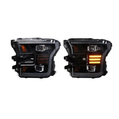 China PP+PC YH Black LED Tube Style Projector Headlights For 18-19 Ford F150 Headlamp for sale