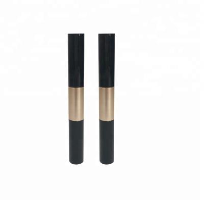 China Empty 6ml Two Head Cosmetics Cosmetic Packaging / Mascara Container / Black With Gold Tube Cosmetic Packaging for sale