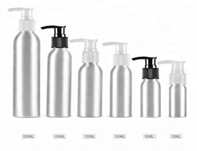 China Personal Care 30ml 50ml 100ml 150ml 250ml 500ml Silver Aluminum Cosmetic Bottle Lotion Pump Spray Bottle for sale