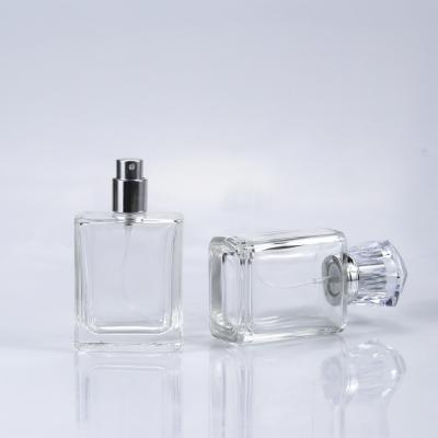 China Personal Care 50ml Clear Rectangle Empty Glass Diffused Perfume Bottle for sale