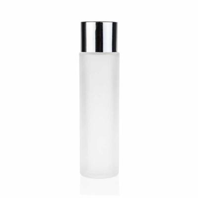 China Personal Skin Care Packaging 120ml Cosmetic Frosted Glass Lotion Bottle / Toner Vial With Silver Cap for sale