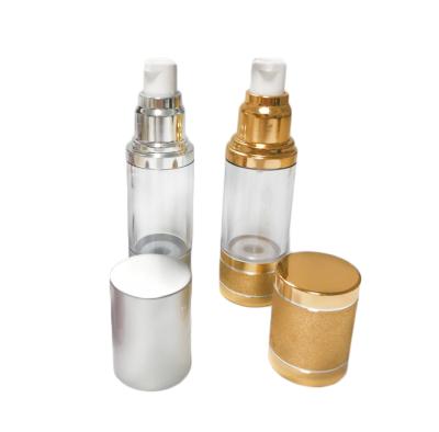 China Personal Care 10ml 15ml 30ml 50ml Empty Plastic Gold Silver Pump Airless Lotion Bottle for sale