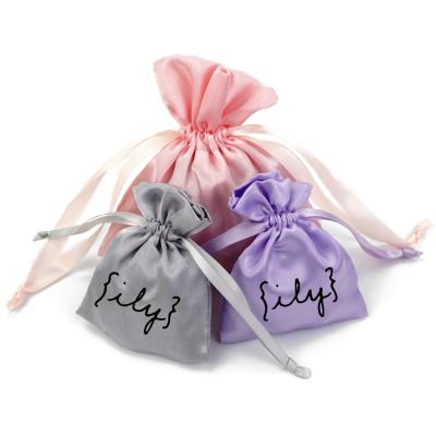 China RTS 2*3/5*7cm Recyclable Blue Thick Drawstring Bag Satin Pouch With Ribbon for sale