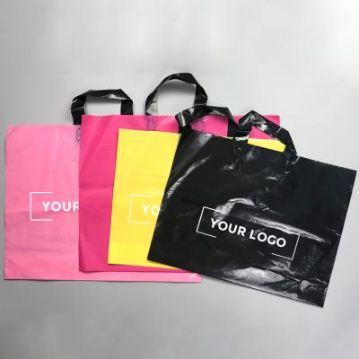 China Eco-Friendly Safety PE Plastic Gift Fashion Transport Shopping Packaging Handle Poly Plastic Bag For Clothes for sale