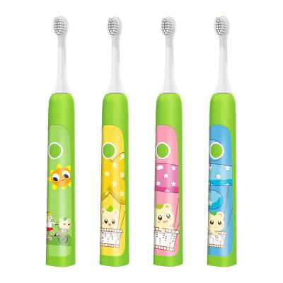 China Sonic Vibration Electric Toothbrush Funny Cartoon Sticker Rechargeable Radio Silicone Materials Child Baby Kids Filling Electric Toothbrush for sale