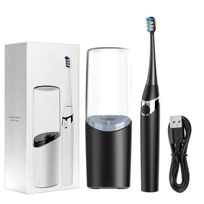 China Lower Noise Hotel LED UV Lights Cleaning Electric Rinse Cup Dentists Recommend Wireless Sonic Toothbrush Charging for sale