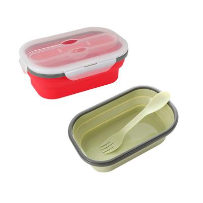 China Freshness Preservation Four Different Colors For Choosing Container Eco Friendly Foldable School Silicone Lunch Bento Box for sale