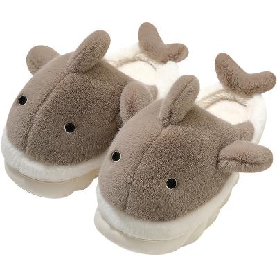 China Winter Fur Slippers Women PVC Dolphin Shark Home Slippers New Fashion Trend Winter Cotton Sandals For Couples for sale