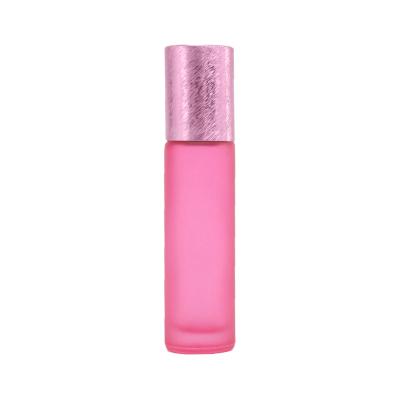 China Perfume Bottle 3ml 5ml 10ml Essential Oil Glass Frosted Perfume Roll Bottle With Stainless Steel Trackball for sale