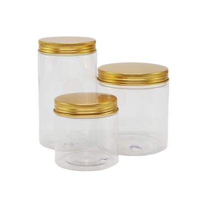 China Clear Cosmetic Food Container 50ml 60ml 100ml 200ml 250ml Pet Cream Jars Plastic Lip Scrub Container With Black Cap for sale