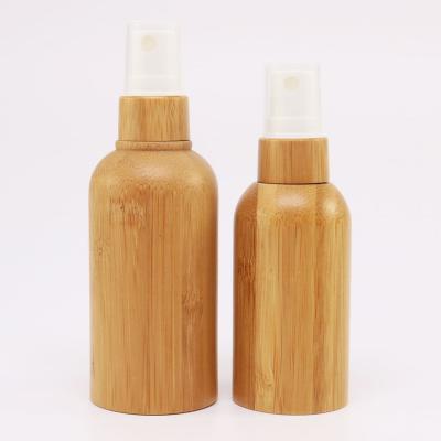 China Face Oil Packaging 20ml 50ml 100ml Fine Mist Spray Eco-friendly Bamboo Glass Bottle for sale