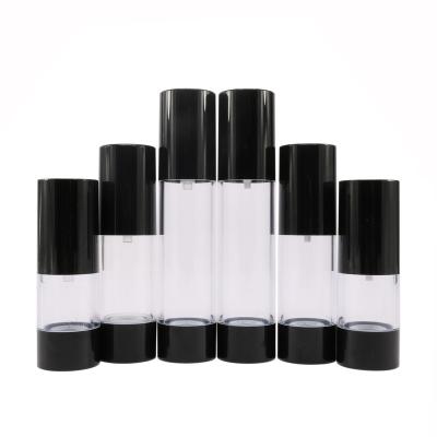 China Eco-friendly Cosmetic Black AS Plastic Vacuum Airless Bottle 15ml 30ml 50ml Airless Pump Bottle for sale