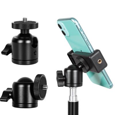 China Multi Function 360 Degree Swivel Mini Ball Head 1/4 Tripod Screw Head For Cameras Camcorders Phone Gopro LED Video Light Smart Microphone for sale